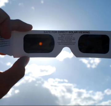 View of the Sun through eclipse glasses